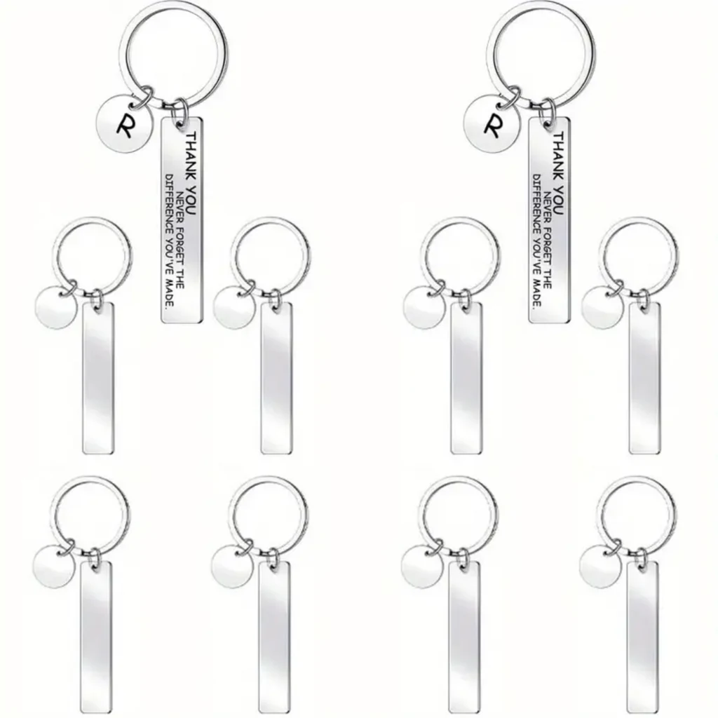 Llaveros ainox plateado 2 piezas etiqueta y circulo peq.
