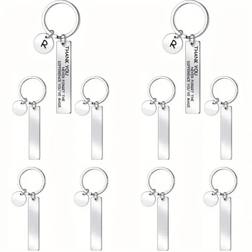 Llaveros ainox plateado 2 piezas etiqueta y circulo peq.